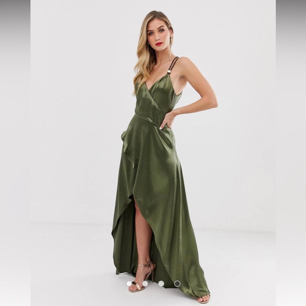 ASOS DESIGN high shine satin maxi dress with rope detail